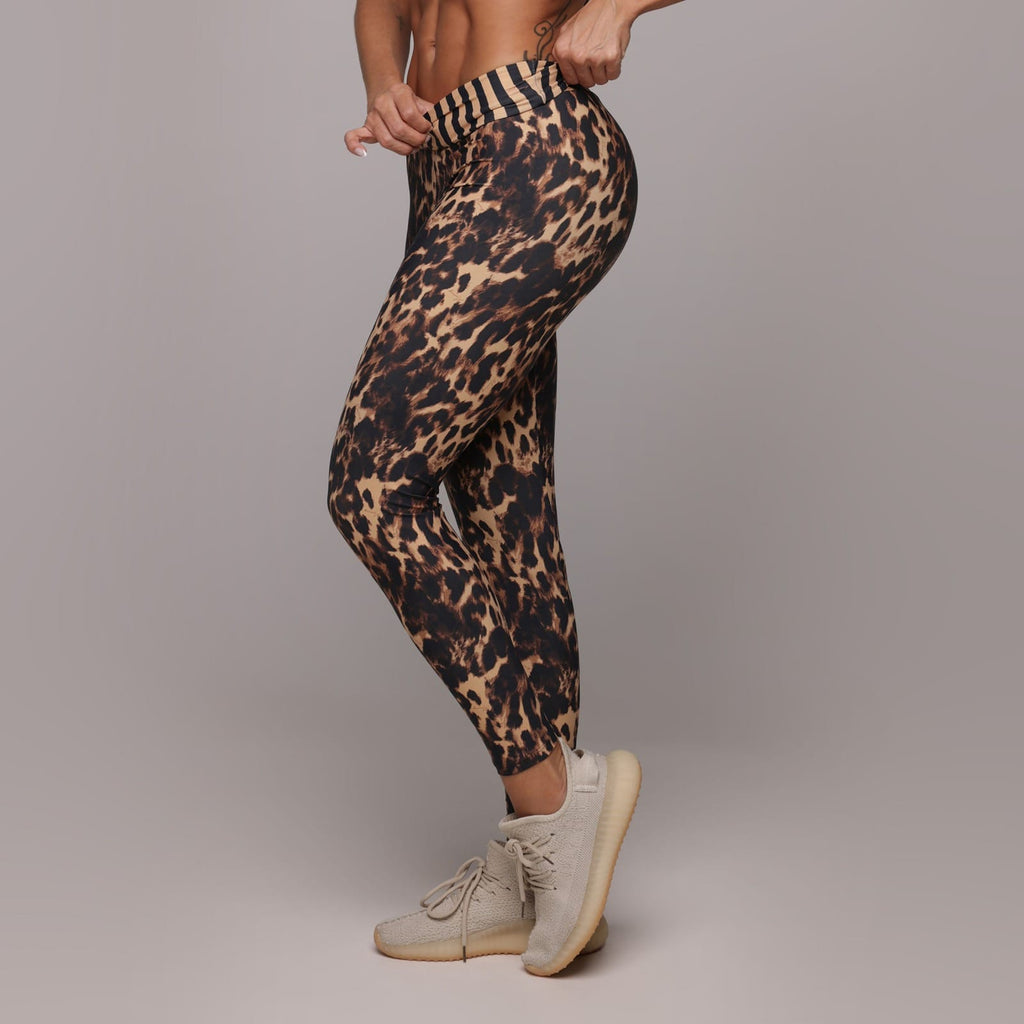 Legging  two-tone fold-over leopard