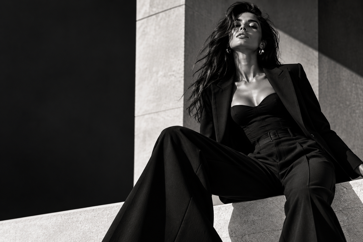Black and white fashion editorial