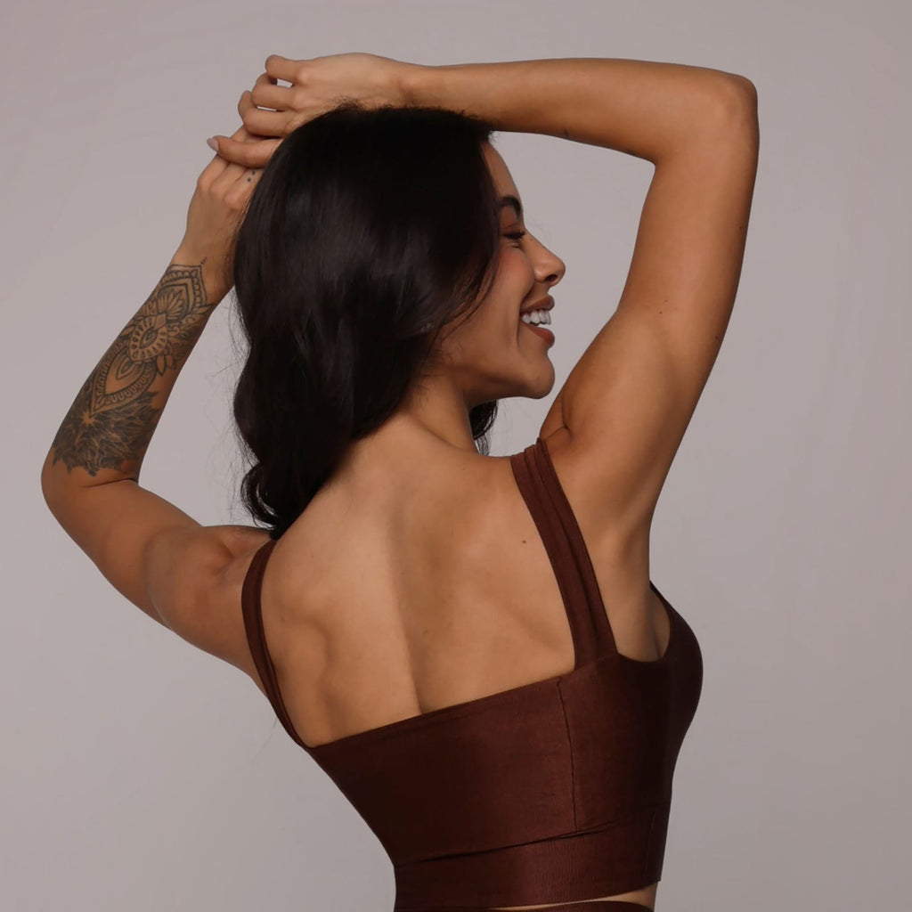 Crop top glossy coffee