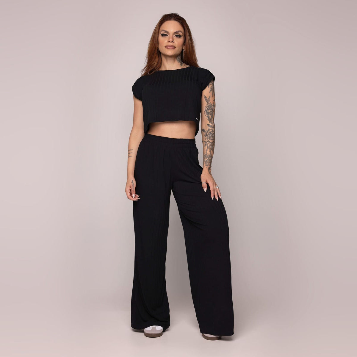 Ribbed pants black