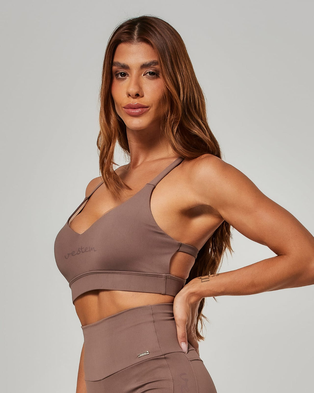 Set top and legging light brown