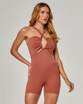 Jumpsuit short bronze brown
