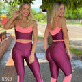 Set top with legging burgundy /orange