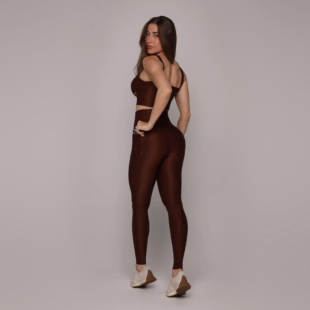 Legging glossy coffee